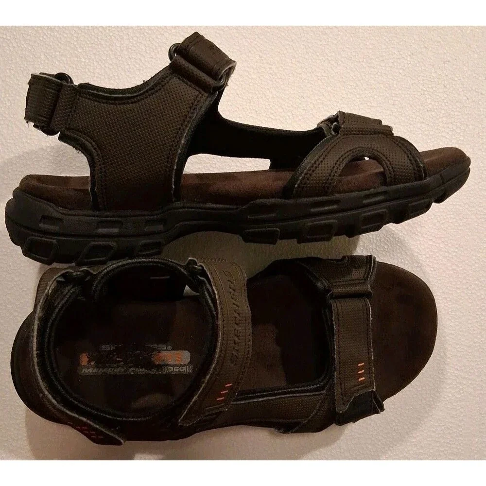 Skechers Mens Size 7 Brown Sport Sandals Relaxed Fit Memory Foam Garver Louden